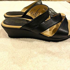 Cloudwalkers Avenue Women’s Black Wedge Slide Sandals Slip-On Size 7W